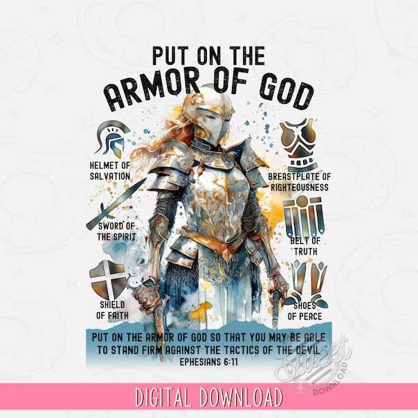 Christian PNG, Armor of God Sublimation Design, Bible Verse Shirt Design, Bible Verse Ephesians Digital Download, Faith DTF Design