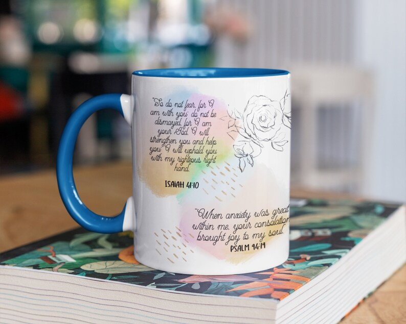Christian Mug Wrap, Anxiety Mug PNG, Bible Verse Sublimation Mug Design, Watercolor 11 oz and 15oz Mug Template, Affirmations Mug Wrap