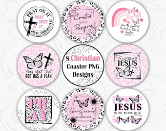 Christian Car Coaster PNG, Christian Quotes Sublimation Car Coaster, Scripture Car Coasters, Faith Keychain PNG, Cheetah Print Sublimation
