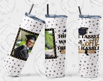 Graduation Tumbler Wrap, Graduation 20 oz Skinny Tumbler Design, Photo Tumbler Design, 2024 Sublimation Tumbler, Tassel Seamless Tumbler PNG