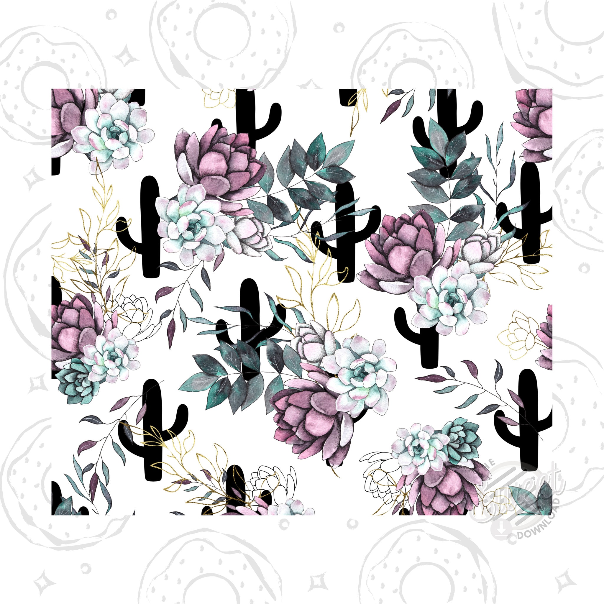Summer 20 Oz Skinny Tumbler Sublimation Design Cactus Succulent Digital ...