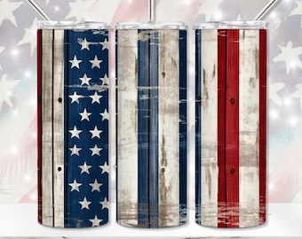 Patriotic Tumbler PNG, 4th of July Sublimation Tumbler Design, USA Flag Tumbler Wrap, America 20 oz Skinny Tumbler, Red White Blue Seamless