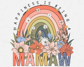 Mamaw PNG, Regenbogen Mamaw Sublimation Design, Muttertag Shirt Design, Blumen Regenbogen digitaler Download, Boho Mom DTF Design