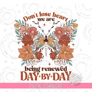 Retro PNG, Christian Sublimation Design, Renewed Butterfly PNG, Vintage Shirt Design, Bible Verse Digital Download, Floral Butterfly