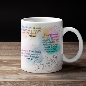 Christian Mug Wrap, Anxiety Mug PNG, Bible Verse Sublimation Mug Design, Watercolor 11 oz and 15oz Mug Template, Affirmations Mug Wrap