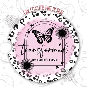 Christian Car Coaster PNG, Faith Car Coaster Sublimation Design, Bible Verse Car Coasters, Trendy Car Coaster Design, Sublimation Coaster