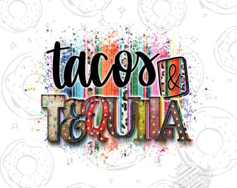 Diseño de sublimación de tacos y tequila, clip art, PNG divertido, diseño digital de descarga instantánea, PNG de sarape de verano, diseño de camisetas