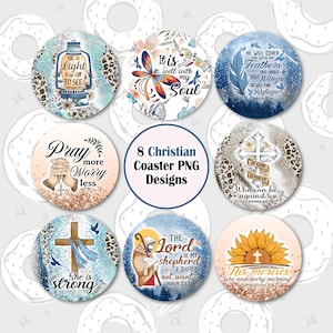 Christliches Untersetzer-Bundle, Zitate Auto-Untersetzer PNG, religiöser Sublimations-Untersetzer, Beten Sie mehr Untersetzer-Design, Bibel-Vers-Untersetzer-Vorlage