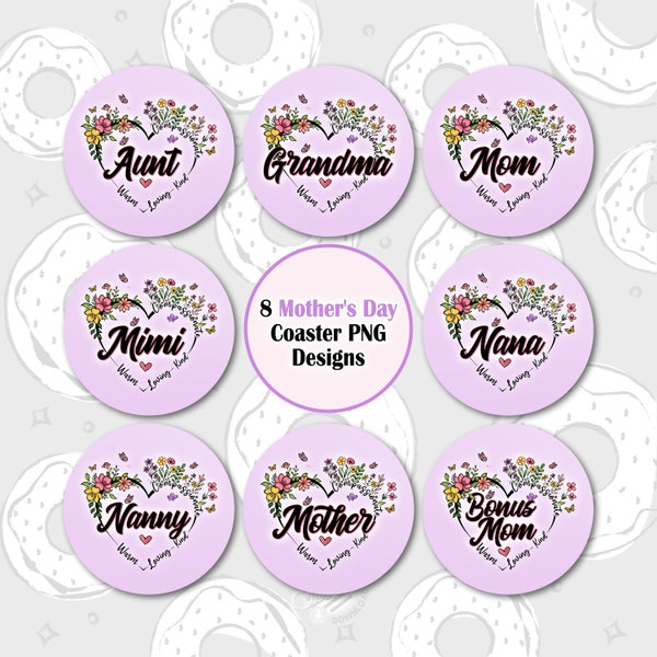 Mom Car Coaster PNG, Mother's Day Car Coaster Sublimation Design, Mom Quotes Coaster Bundle, Bonus Mom Car Coaster Template, Round Keychain