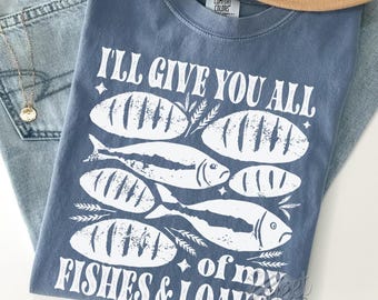 Christian Sublimation Design, Fishes and Loaves PNG, Faith Based PNG, Fisherman Aesthetic png, Coastal DTF Shirt Design Transfer Clipart