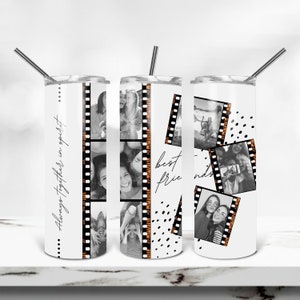 Best Friends Photo Template for Tumbler, Bestie Quote Sublimation Tumbler Designs, 20oz Skinny Tumbler Wraps - PNG