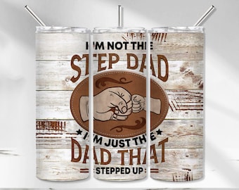 Envoltura para vaso de padrastro, vaso extra para papá PNG, diseño de vaso de sublimación para el Día del Padre, plantilla para vaso delgado de 20 oz con imitación de madera, padrastro