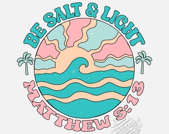 Sale e luce cristiana PNG, design a sublimazione tropicale sulla spiaggia, design per maglietta cristiana DTF, download digitale di versetti della Bibbia, oceano PNG, estate