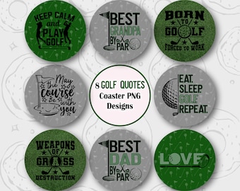 Golf Car Coaster PNG, Golf Quotes Car Coaster Sublimation, Best Dad by Par Round Coaster Bundle, Golfing Round PNG, Grandpa Coaster Design