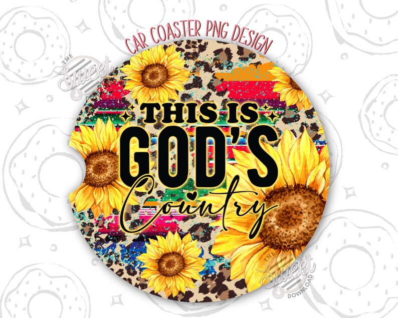 Western Car Coaster PNG, Gods Country Car Coaster Sublimation Design ...