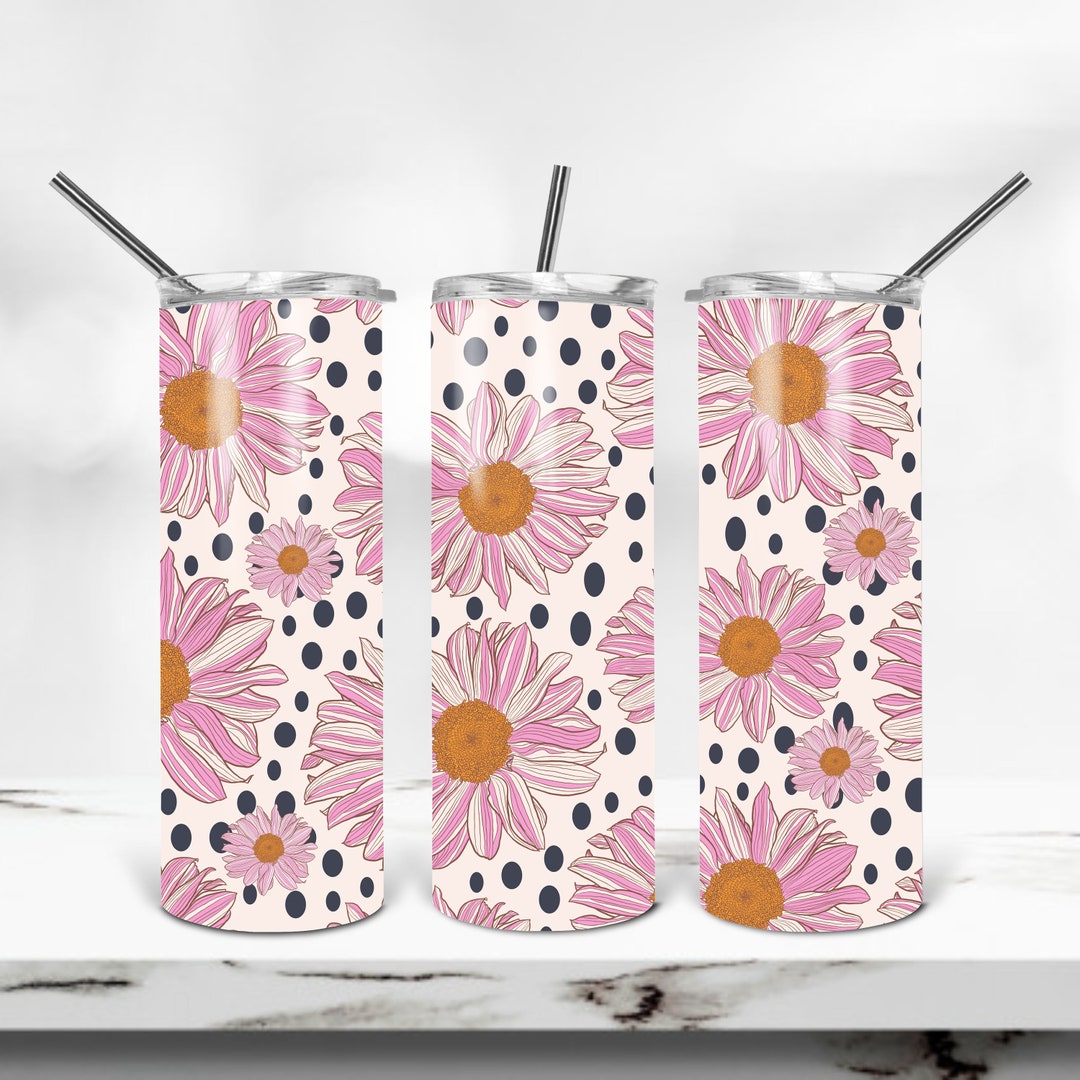 20 Oz Skinny Tumbler PNG, Seamless Floral Sublimation Tumbler Design ...