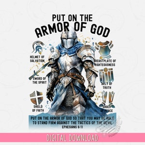 Christian PNG, Armor of God Sublimation Design, Mens Shirt Design, Male Version, Bible Verse Ephesians Digital Download, Faith DTF Design