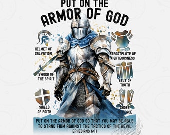 Christian PNG, Armor of God Sublimation Design, Mens Shirt Design, Male Version, Bible Verse Ephesians Digital Download, Faith DTF Design