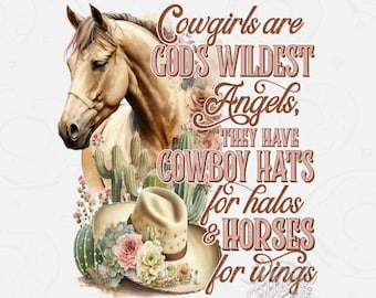 Western png, cowgirl quote sublimatie design, cowgirl shirt design, aquarel paard bloemen cowboyhoed digitale download, westerse DTF