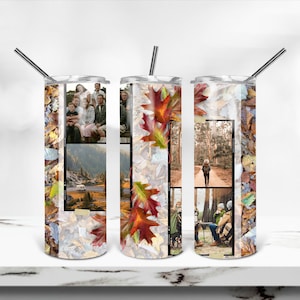 Modello di foto autunnale per bicchiere, disegni di bicchieri a sublimazione per foto di famiglia autunnali, involucri di bicchieri sottili da 20 once - PNG