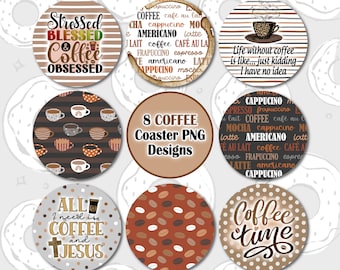 Car Coaster PNG, Coffee Coaster Bundle, Coffee Quotes Coaster PNG, Car Accessories, Car Coaster Sublimation Design, Coaster Bundle