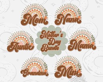 Boho Mama PNG Bundle: Mother's Day Family Shirt Design (Digital Download)