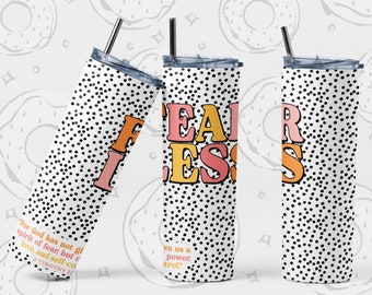 20 oz Skinny Tumbler PNG, Christian Tumbler Wrap, Fearless Sublimation Tumbler, Bible Verse Tumbler Design, Polka dot Seamless Tumbler Temp