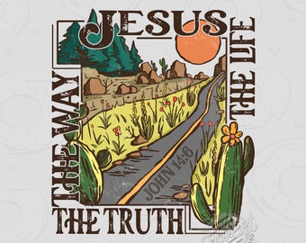 Western Christian PNG: Jesus Bible Verse Design (Digital Download)