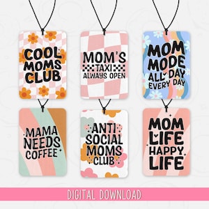 Retro Air Freshener PNG, Mom Quote Air Freshener Sublimation Design, Mom Taxi Air Freshener Design, Funny Air Freshener Bundle, Keychain PNG
