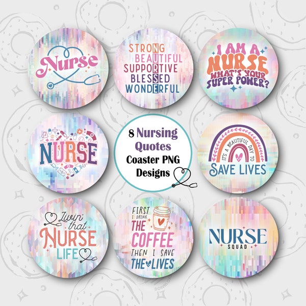 Nurse Car Coaster PNG, Nursing Car Coaster Sublimation Design, Nurse Quotes Round Coaster Bundle, Rainbow Patel Round PNG, Keychain Design