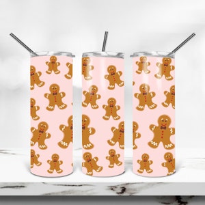Christmas Tumbler PNG, Gingerbread Cookie Tumbler Wrap, Christmas 20 oz Skinny Tumbler Sublimation Design, Sublimation Tumbler Design