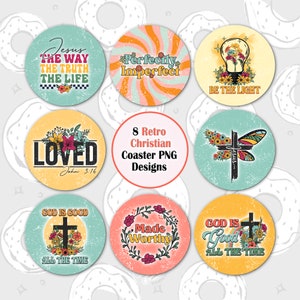 Car Coaster PNG, Retro Sublimation Coaster Bundle, Christian Car Coaster Template, Vintage Coaster Design, Boho Design, Car Accessories