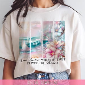 Spirit Lead Me Christian PNG, Ocean Sublimation Design, Summer DTF Shirt Design, Brushstroke Bible Verse Digital Download, Faith Based PNG