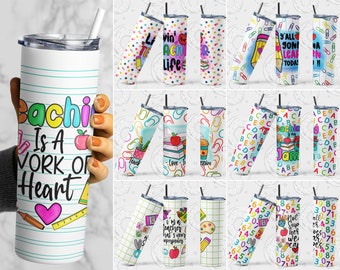 Teacher Tumbler PNG, Teaching Tumbler Wrap, Back to School Sublimation Tumbler Design, Tumbler Template, Teacher Life Tumbler Design Bundle