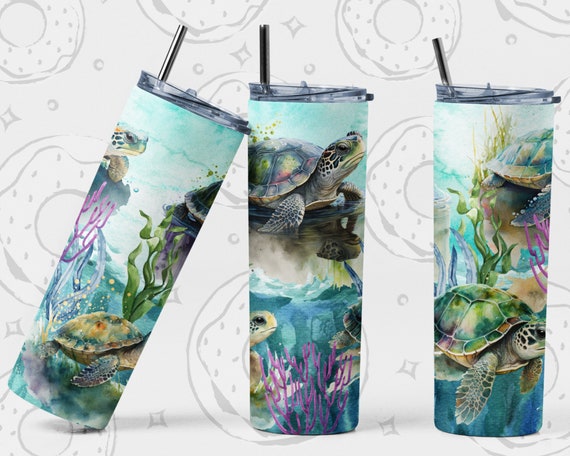 Set Sottobicchieri A Forma Di Tartaruga Marina: Resina Lucida, 4 Pezzi Con Supporto, Tema Costiero