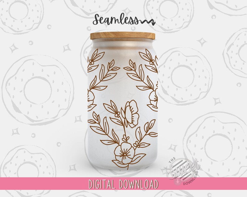 Christian 16 oz Glass Can PNG, Bible Verse Glass Can Wrap, Don't be Anxious Glass Can Sublimation Design, Hand drawn Floral Glass Can PNG