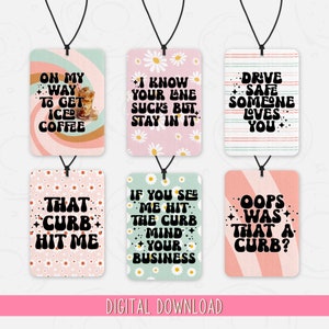 Retro Air Freshener PNG, Driving Quotes Air Freshener Sublimation Design, Hit Curb Air Freshener Design, Air Freshener Bundle, Keychain PNG