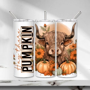 Fall Tumbler Wrap, Fall Highland Cow Sublimation Design, Funny Fall Tumbler PNG, Cute Fall 20 oz Skinny Tumbler Design, Funny Fall Tumbler