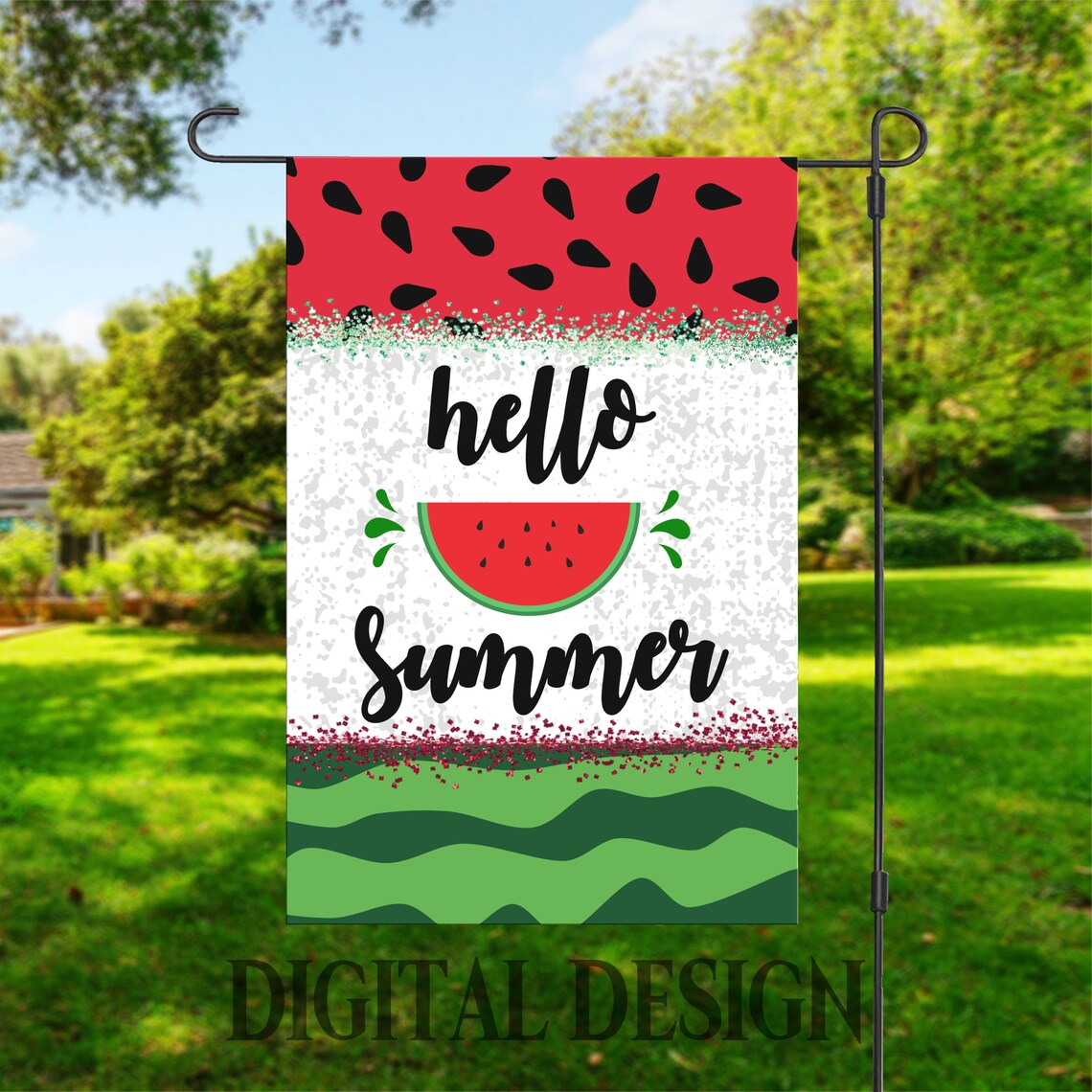 Summer Garden Flag PNG Watermelon Garden Flag Design DIGITAL Etsy