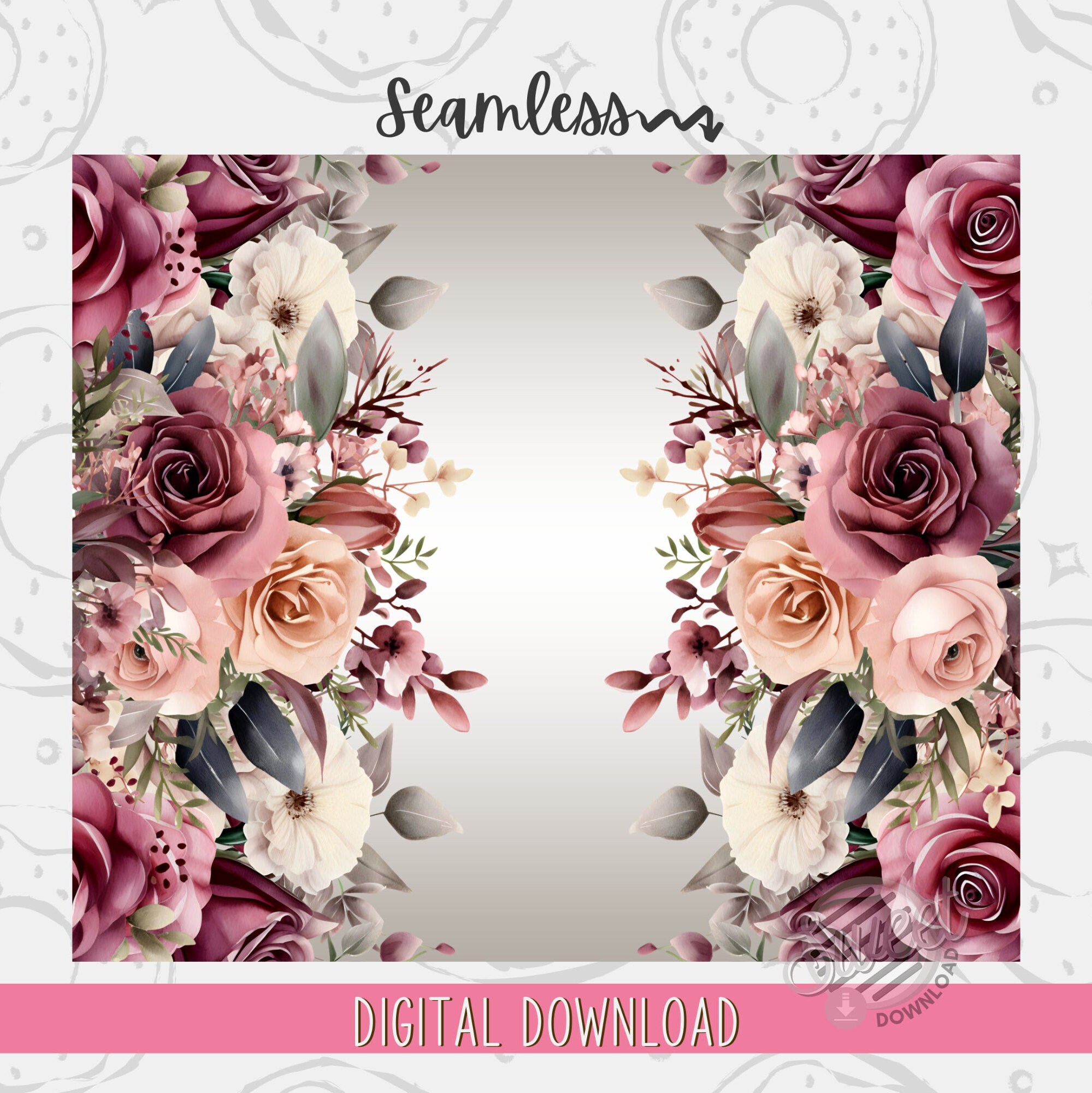 Boho Floral Tumbler Wrap, Add Your Own Name Tumbler PNG, Rose Gold ...