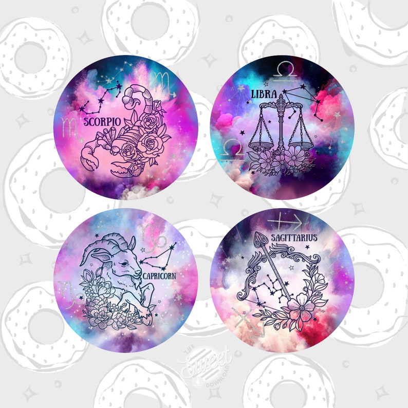 Zodiac Car Coaster PNG Celestial Sublimation Coaster Etsy