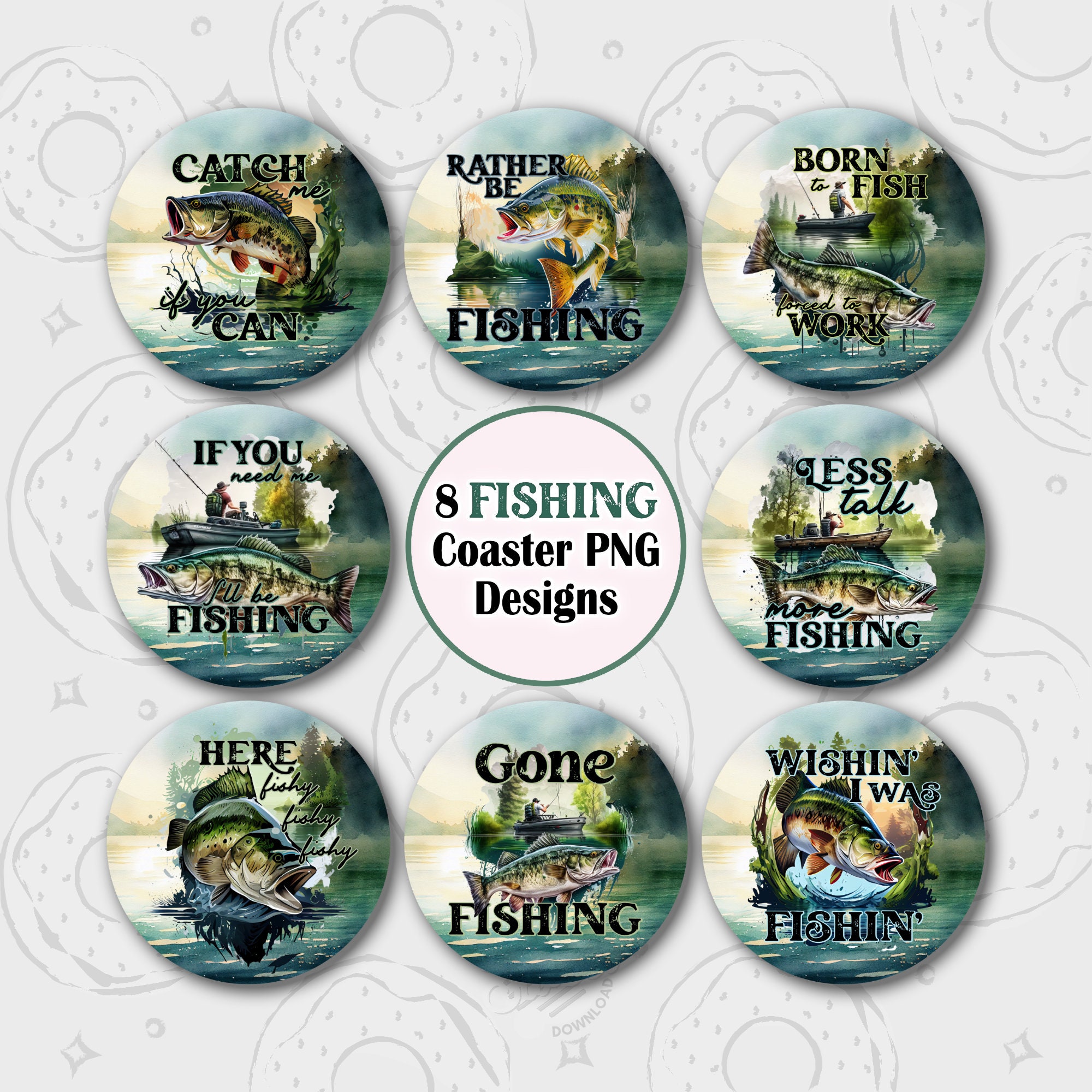 Gone Fishing Fish Banner Fish on a Line Instant Download 