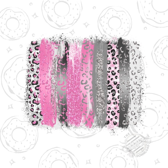 Background PNG, Pink Cheetah Print Sublimation Design Download, Brushstroke Background Clipart, Hot Pink and Grey Brush Strokes