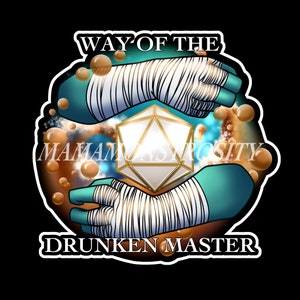 Pegatina clase Dungeons and Dragons // Monk: Way of the Drunken Master
