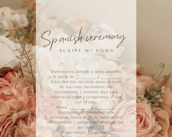 Spanish Wedding Ceremony Script w/ Vows, Professionally Written I CEREMONIA de boda EN ESPAÑOL