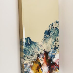 10&quot;x20&quot; abstract painting, dutch pour, canvas, artwork, acrylic fluid art