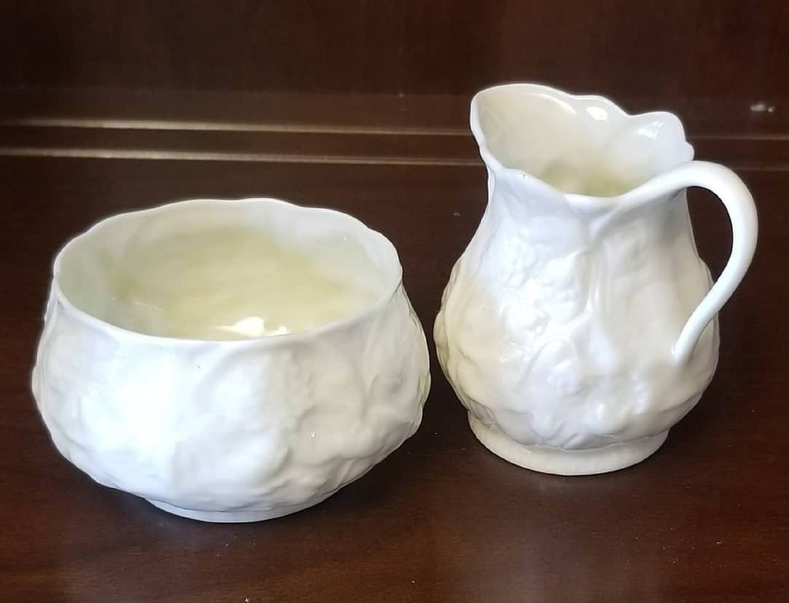 Vintage Belleek Fine China Creamer and Sugar Bowl Set Etsy