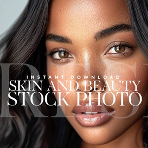 1 Skincare Stock Image, High Quality Hair Stock, African American AI Stock Photo, Straight Hair Stock Photo, Wavy Hair Model