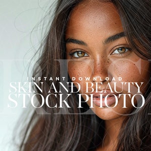 Skincare Stock Image, High Quality Hair Stock, African American AI Stock Photo, Straight Hair Stock Photo, Wavy Hair Model - AI Photography