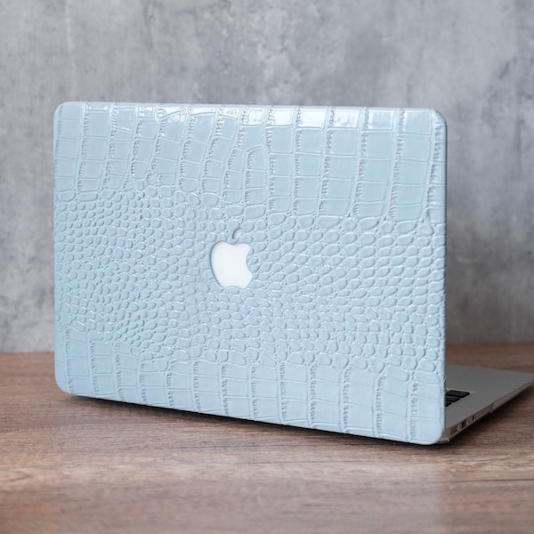 Creamy blue crocodile print case, MacBook Air 11'', MacBook 12'', MacBook Air 13'', MacBook Pro 13'', MacBook Pro 13''/15'',MacBook Pro 16''